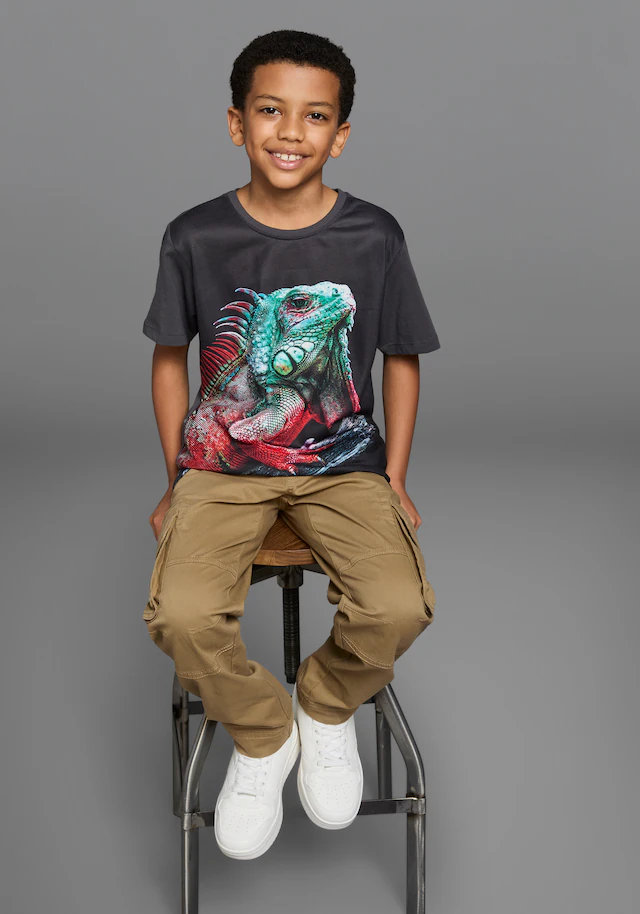 KIDSWORLD T-Shirt »Fotoprint: LITTLE LIZARD«, Kurzarm, mit stylischem Leguan-Druck,  Rundhalsausschnitt