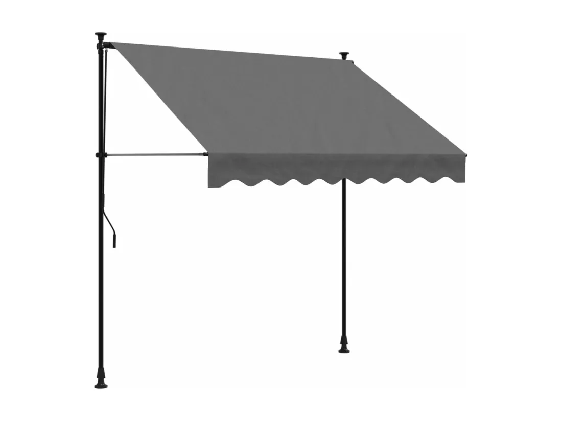 Auvent rétractable anthracite 200x150 m tissu et acier