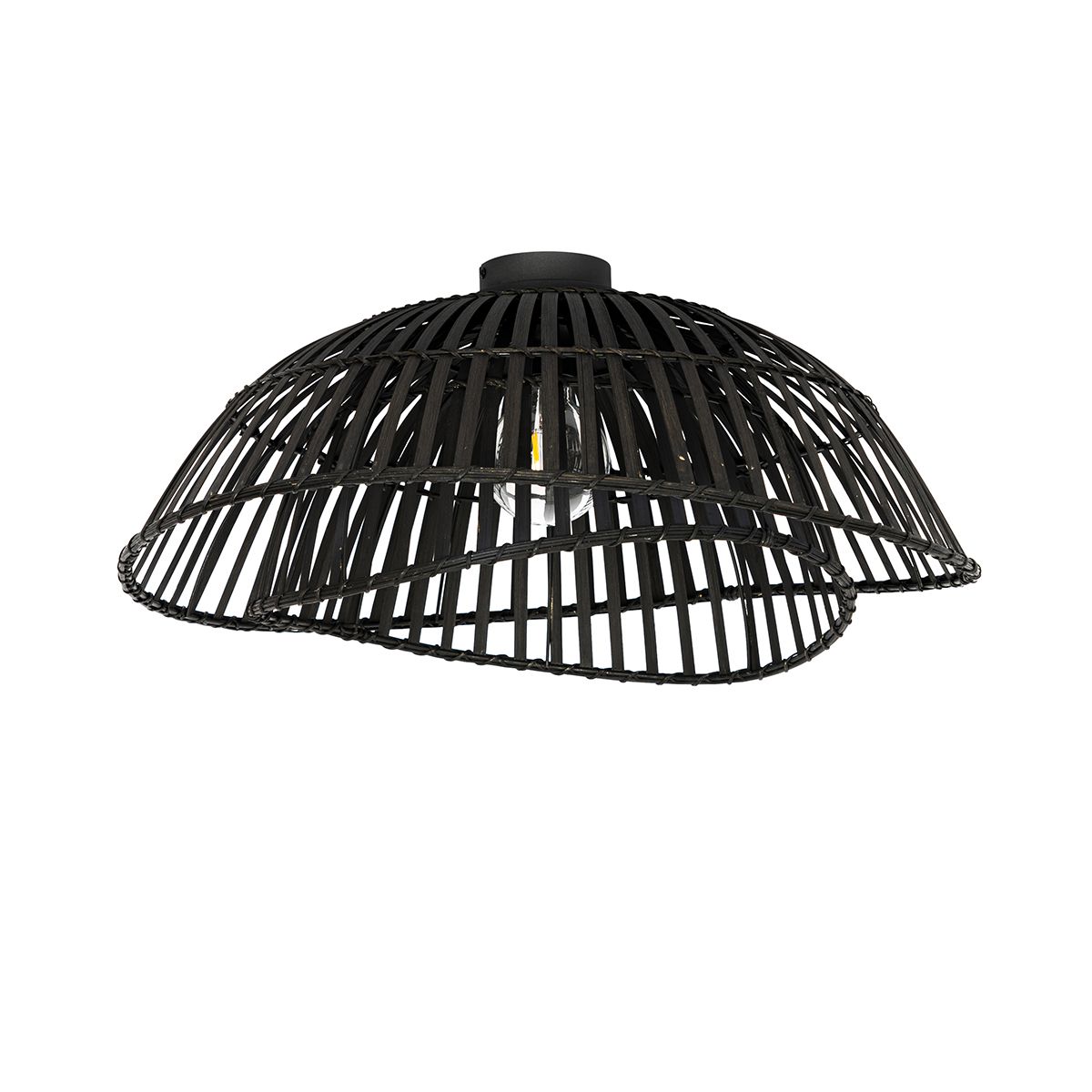 Oosterse plafondlamp zwart bamboe 62 cm - Pua