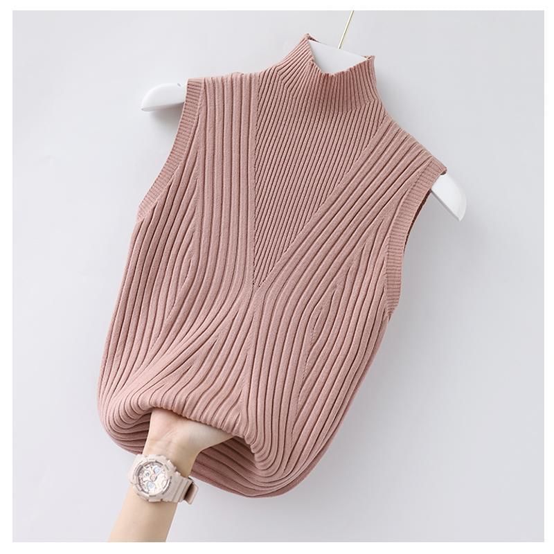 Adoree - Mouwloze top met geribbelde hals en effen kleur