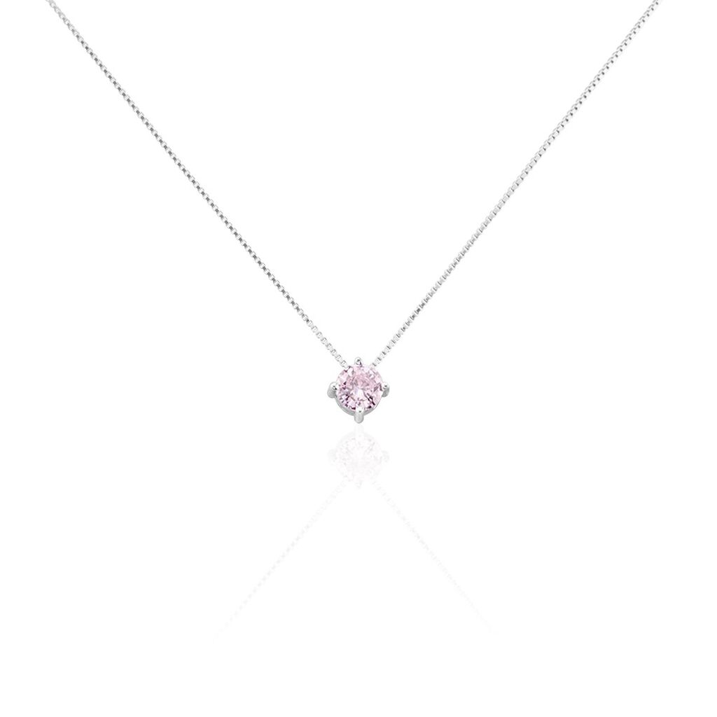 Collier Rio Santa Teresa Argent Blanc Oxyde De Zirconium Rose