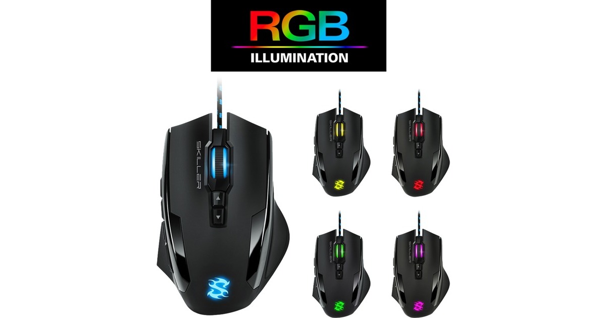 SharkoonSKILLER SGM1 RGB gaming muis  (Zwart, 10.800 dpi, RGB leds)
