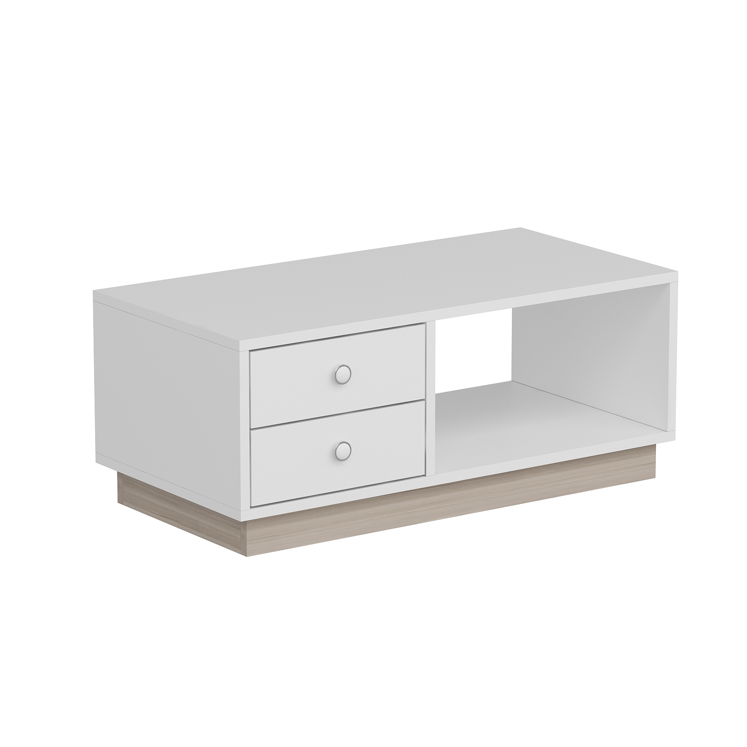 Couchtisch - weiß - 2 Schubladen - 90 cm