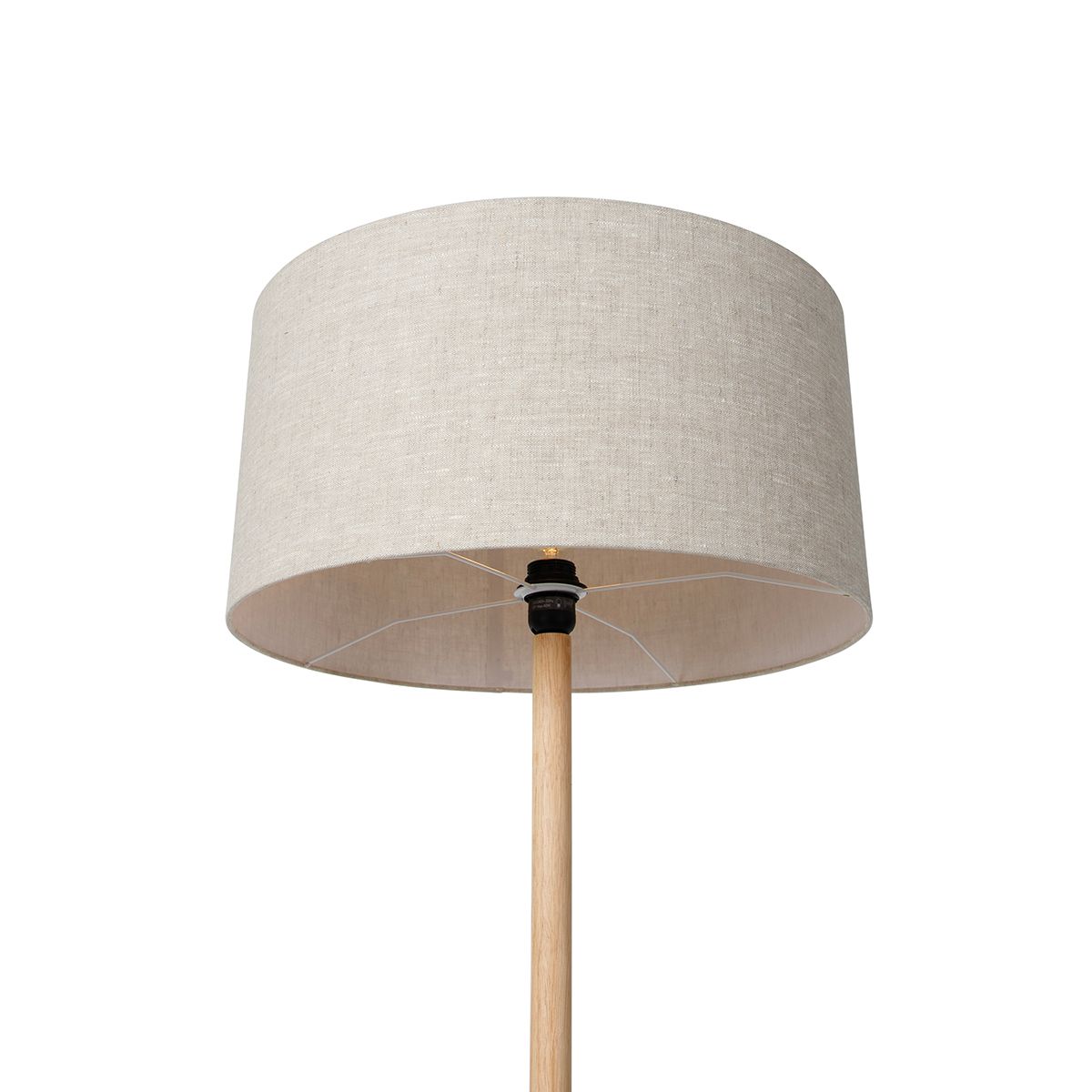 Landelijke vloerlamp hout met lichtbruine kap - Mels