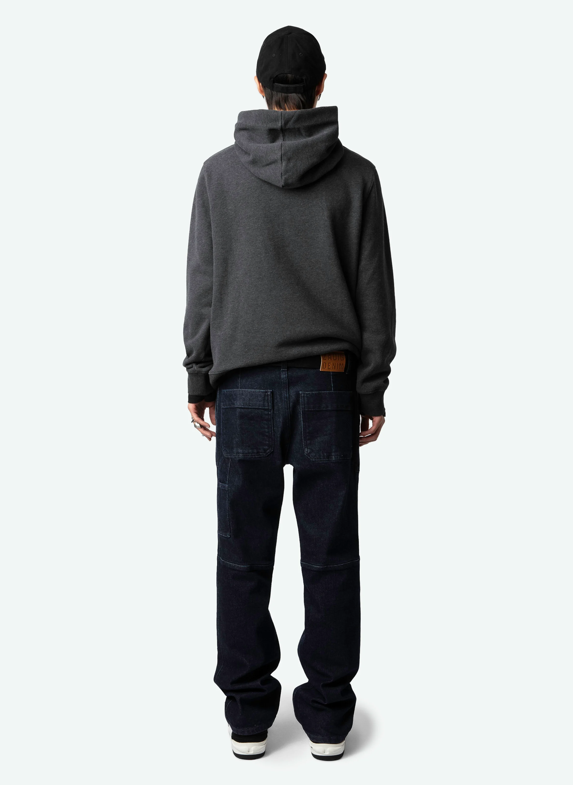 SANCHI - Sweat à capuche droit en coton bio mélangé sérigraphié | Gris