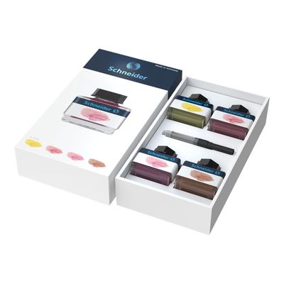 Schneider- Coffret de 4 encres liquides - 15 ml - couleurs pastels assorties