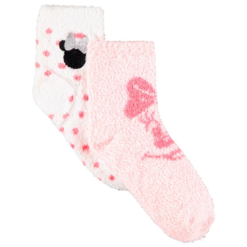 Lot de 2 paires de chaussettes antidérapantes Minnie Disney - Rose
