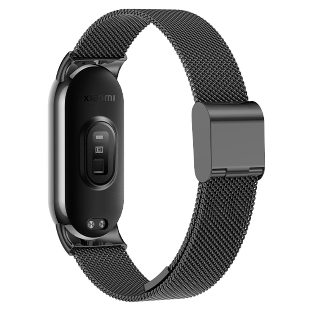 Xiaomi Mi Band 8 / 9 Edelstahl Armband Milanaise mit Klippverschluss (Gelenkumfang: 180-220mm) - Schwarz