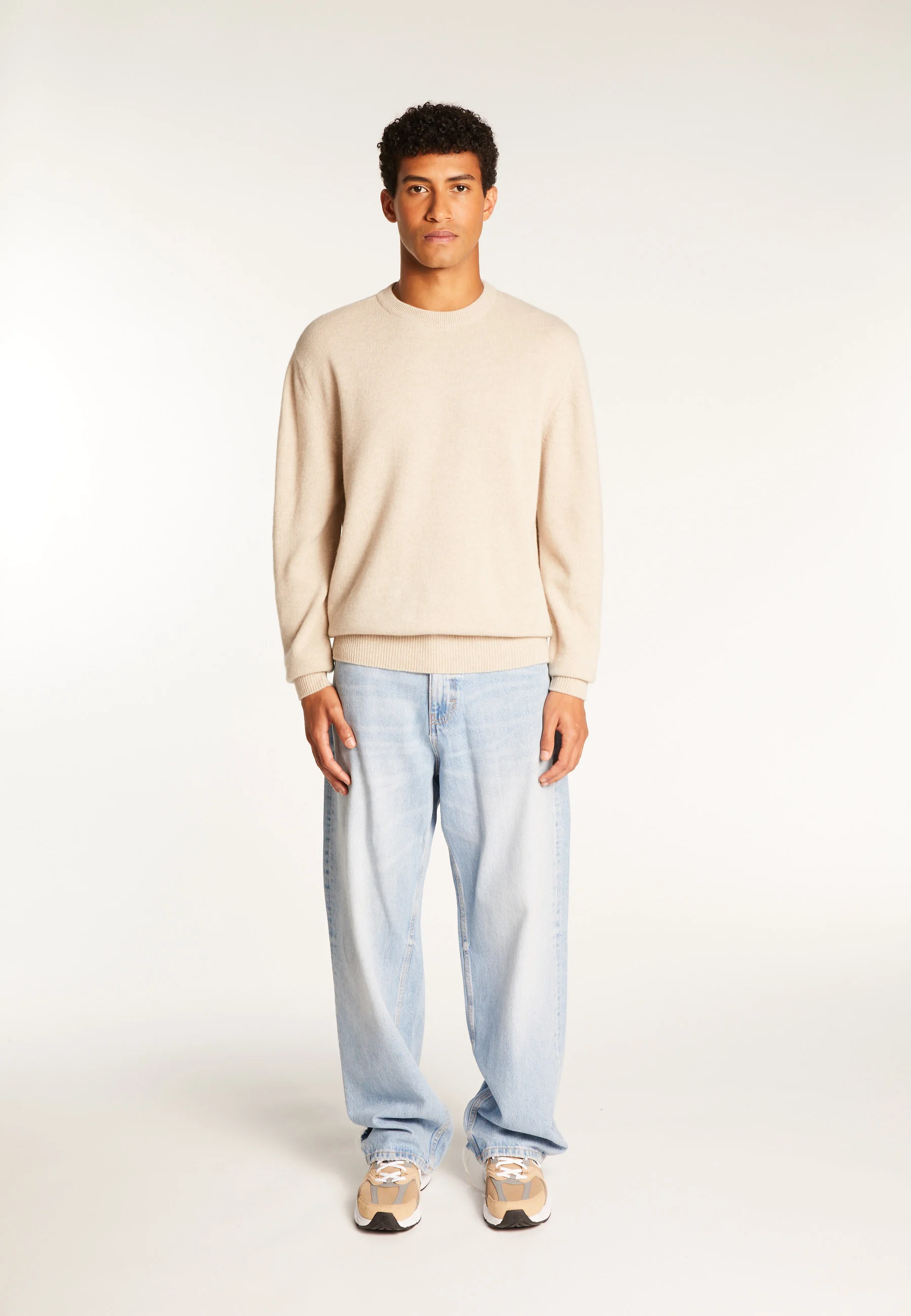THOMAS - Pull col rond en laine mérinos | Beige