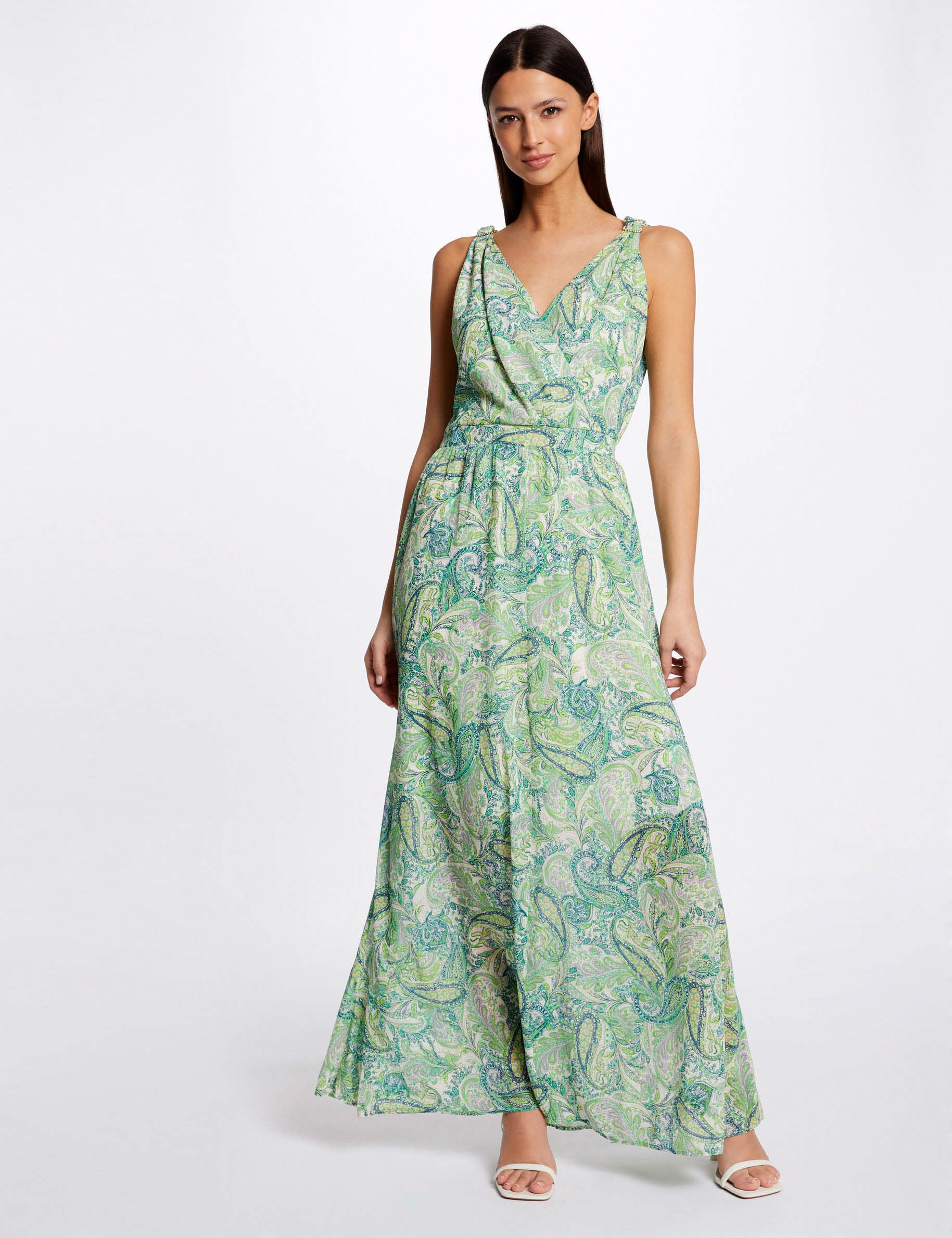 Robe longue évasée imprimé cachemire multico femme - multico