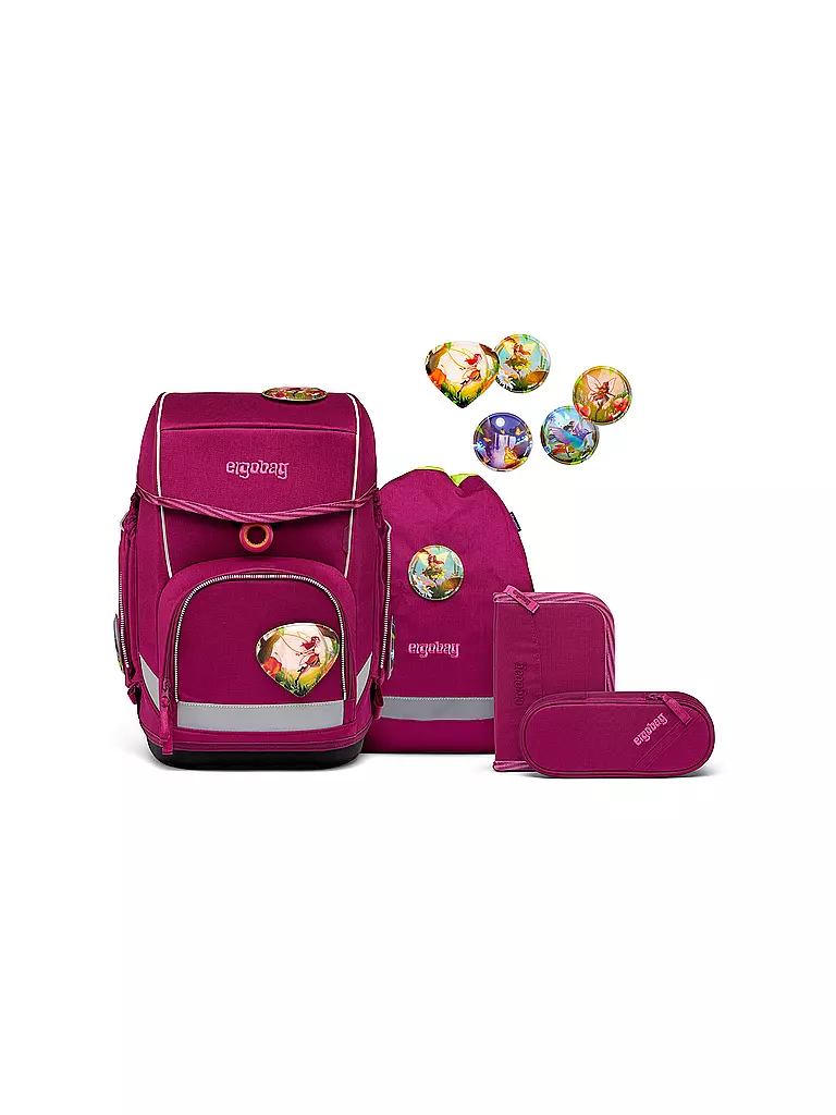 ERGOBAG Schultaschen Set 5tlg CUBO Eco Hero - WaldzauBär beere