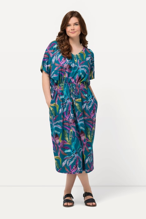 Midikleid, V-Ausschnitt, Halbarm, Biobaumwolle