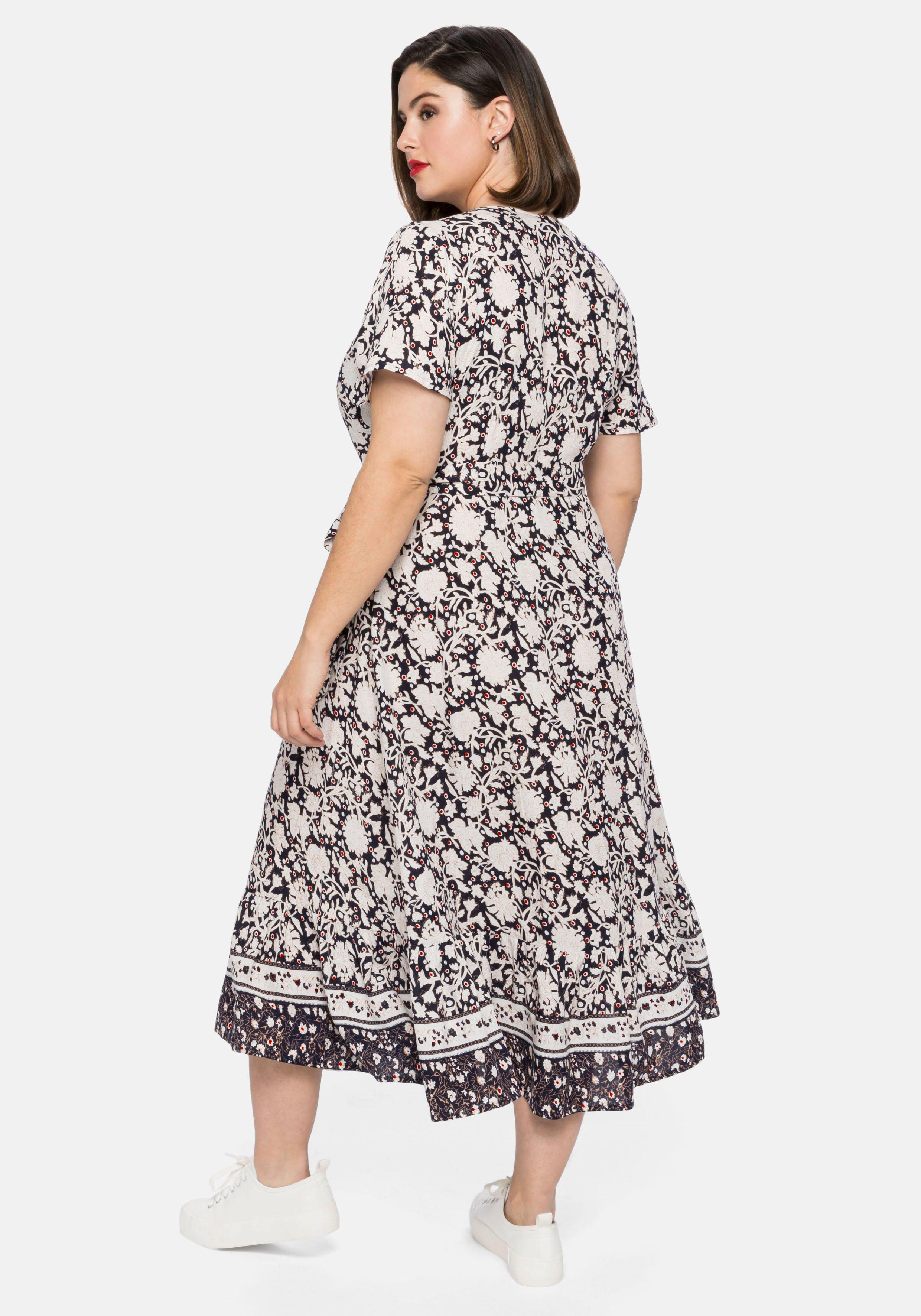 Maxikleid in Wickeloptik, mit Volant am Saum