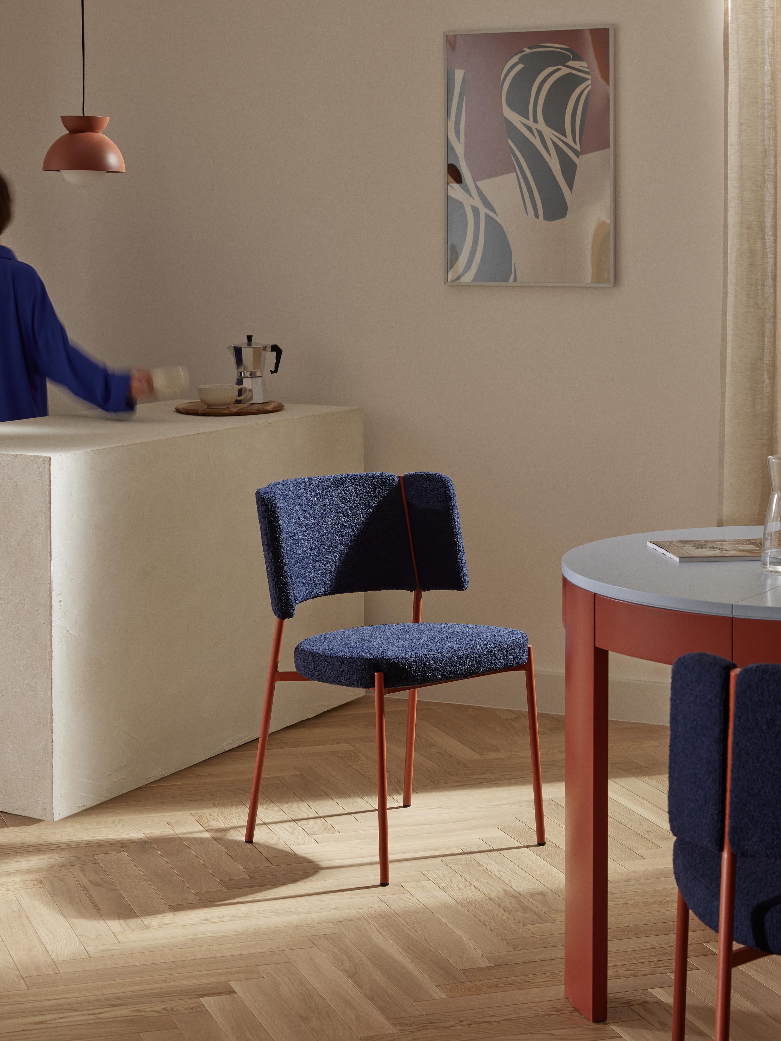 Bouclé gestoffeerde stoelen Samantha, 2 stuks