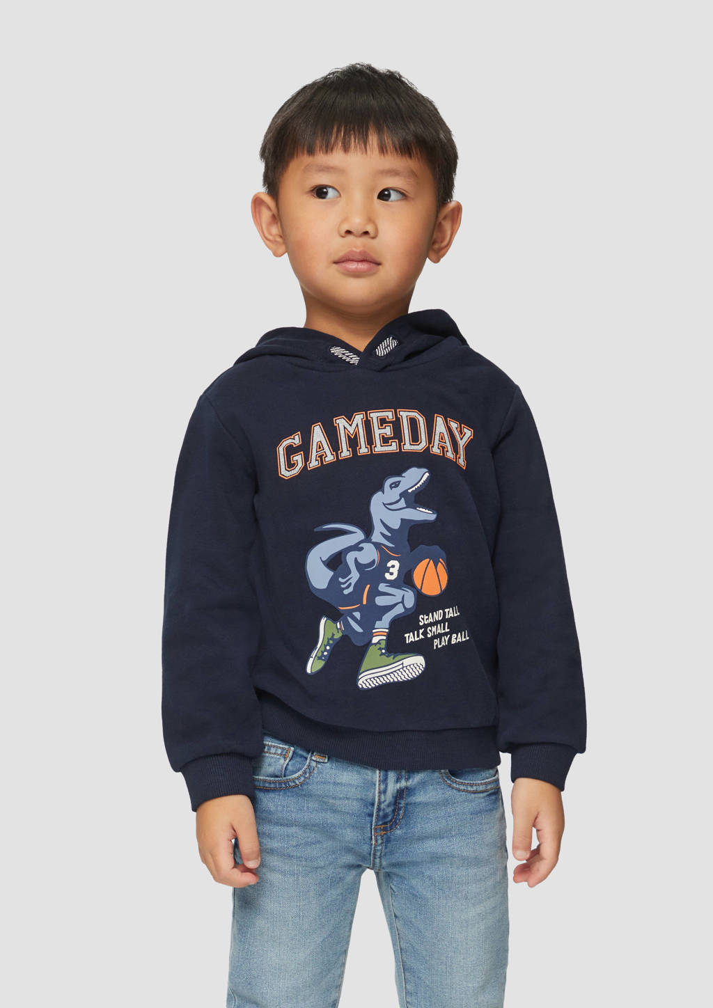 s.Oliver hoodie met printopdruk donkerblauw