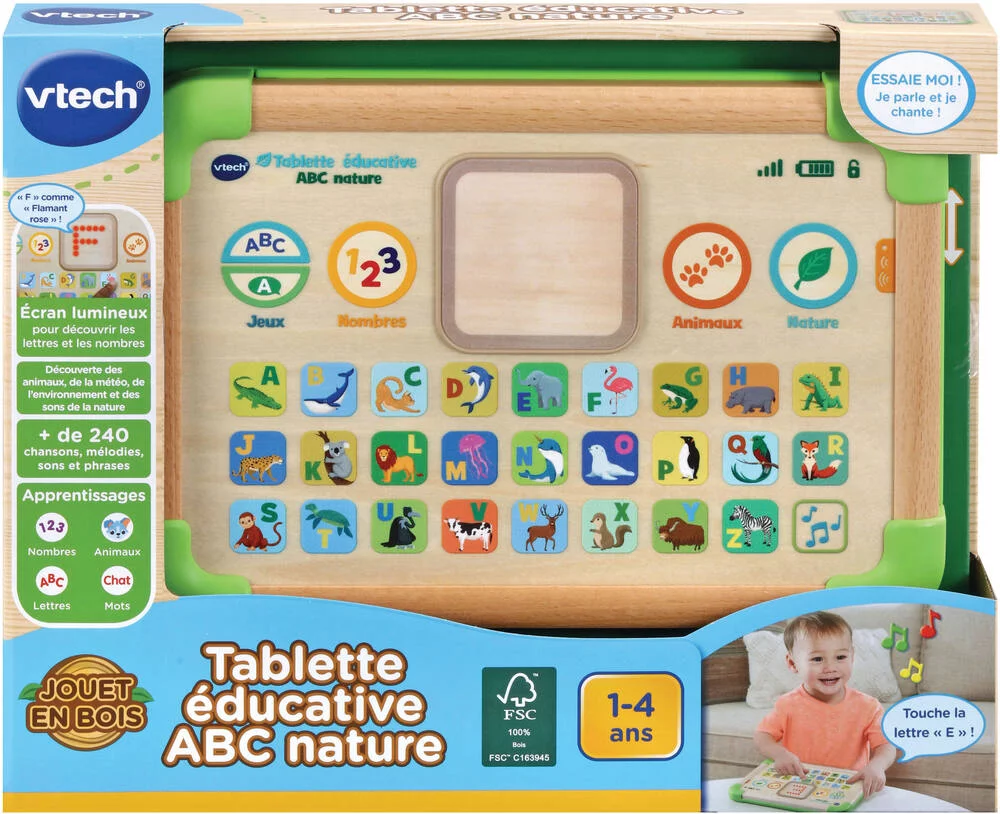 TABLETTE EDUCATIVE ABC NATURE EN BOIS FSC