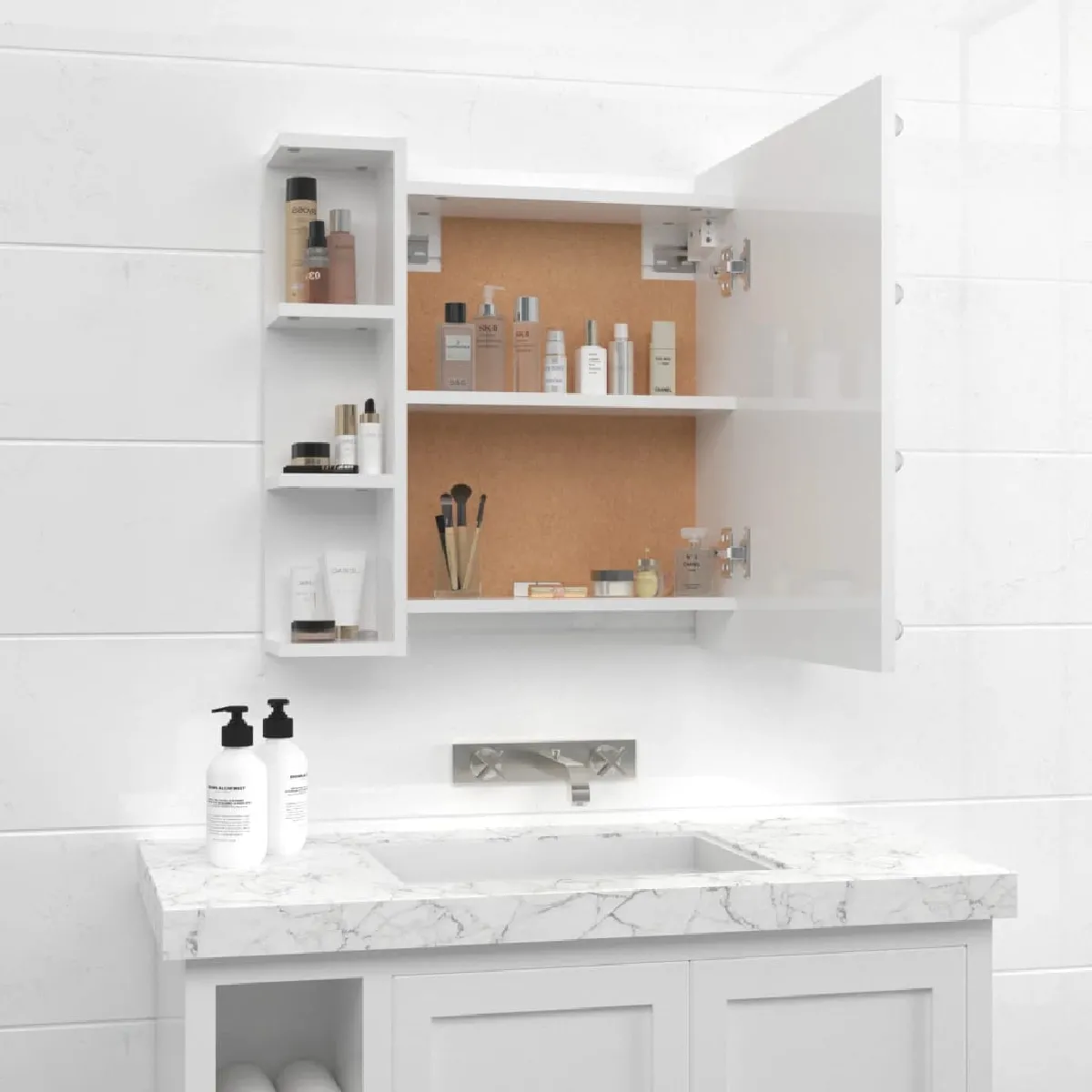 VidaXL Armoire miroir LED blanc