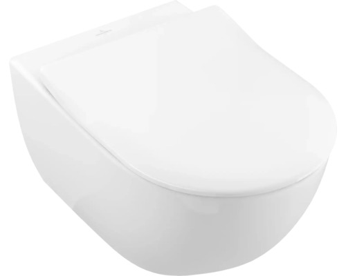 Villeroy & Boch wandclosetset Subway 2.0, diepspoel, open rand, glanzend wit met toiletzitting 5614R201