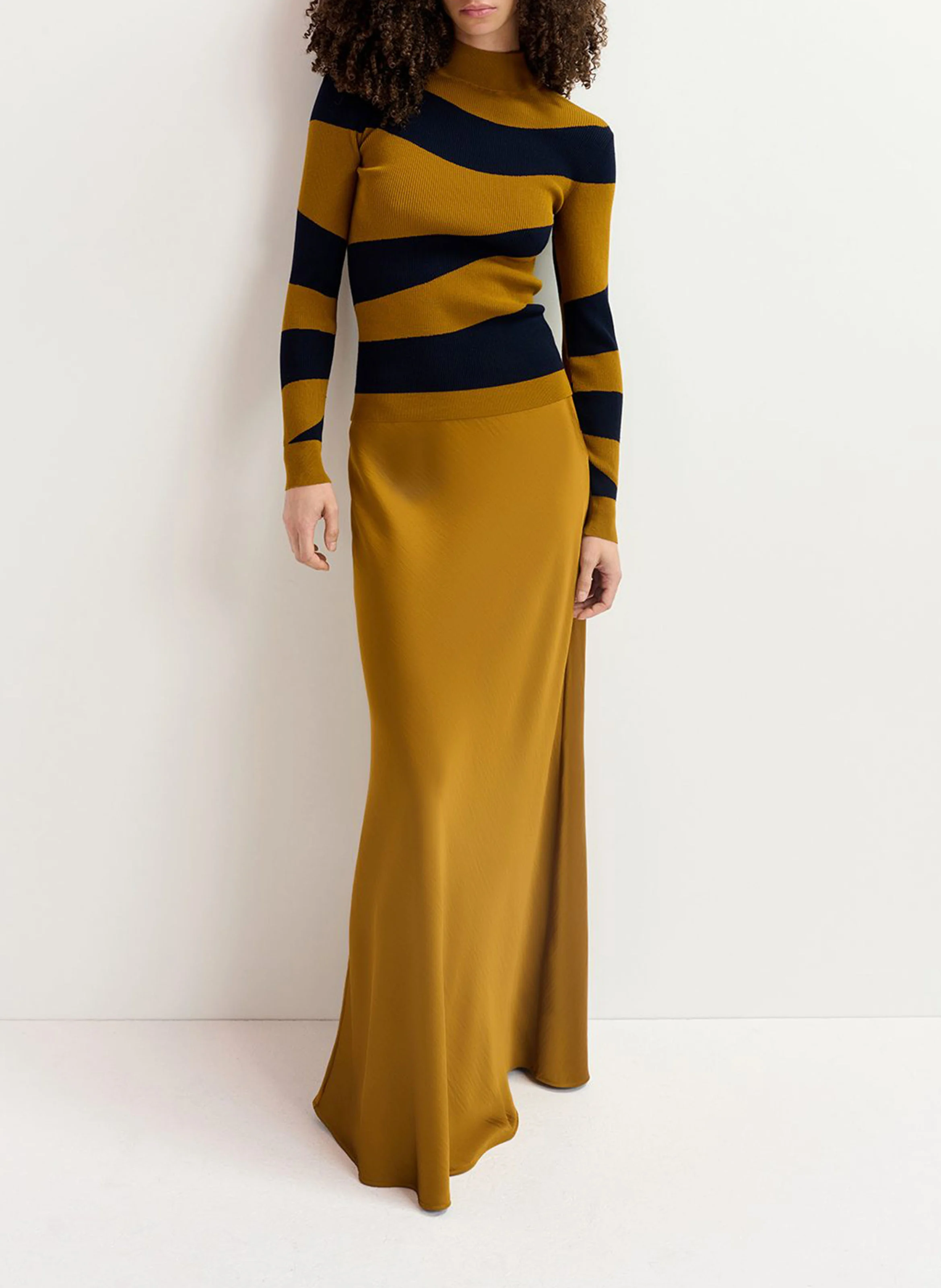GIADA - Jupe longue en satin | Marron