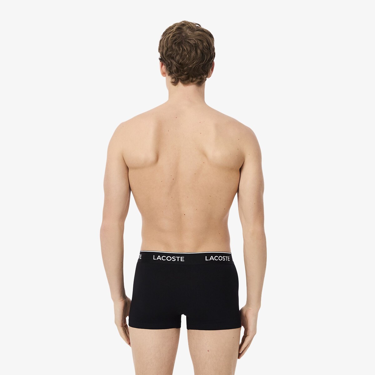 LACOSTE<br>Conjunto de 3 cuecas boxer lisas, algodão elástico
