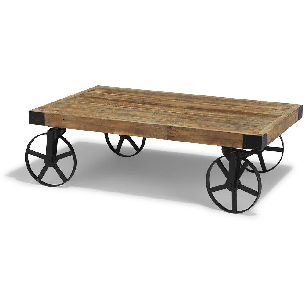 Table basse Saloon noire et bois vieilli