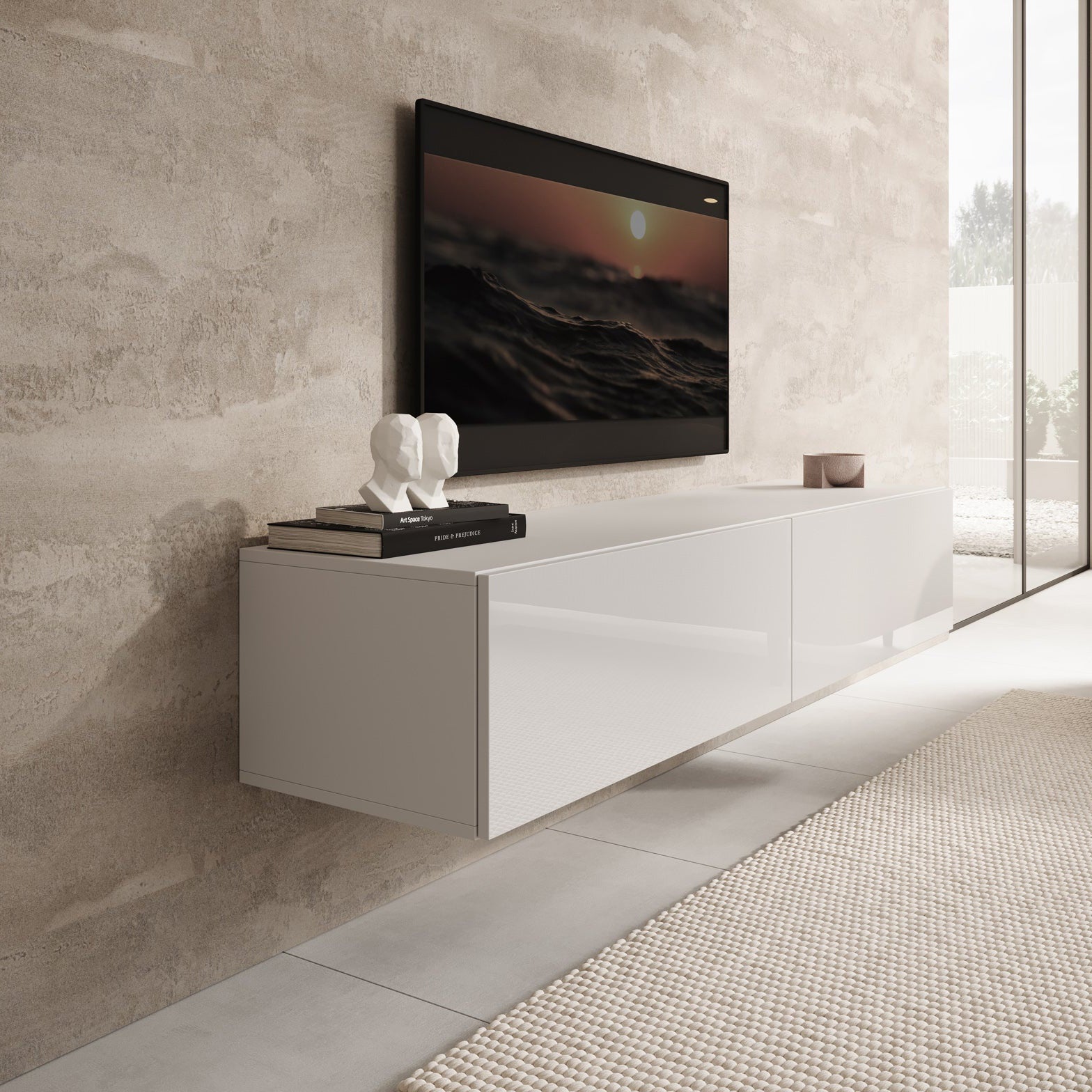 Meubella - TV-Meubel Palm - Wit - 160 cm