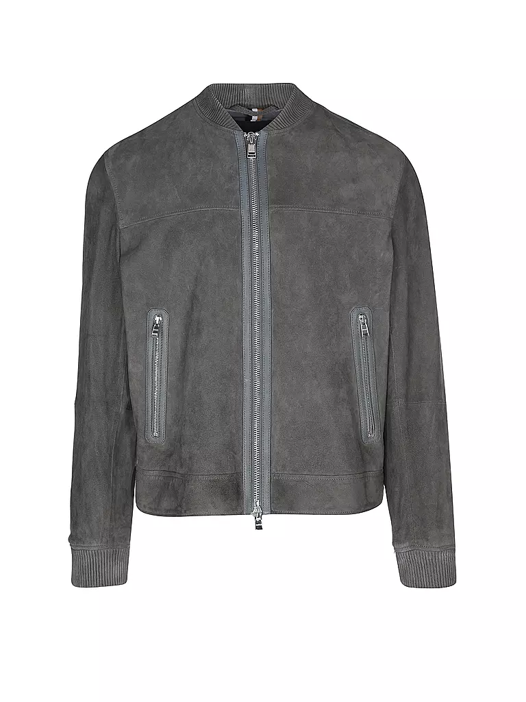 BOSS Lederjacke grau