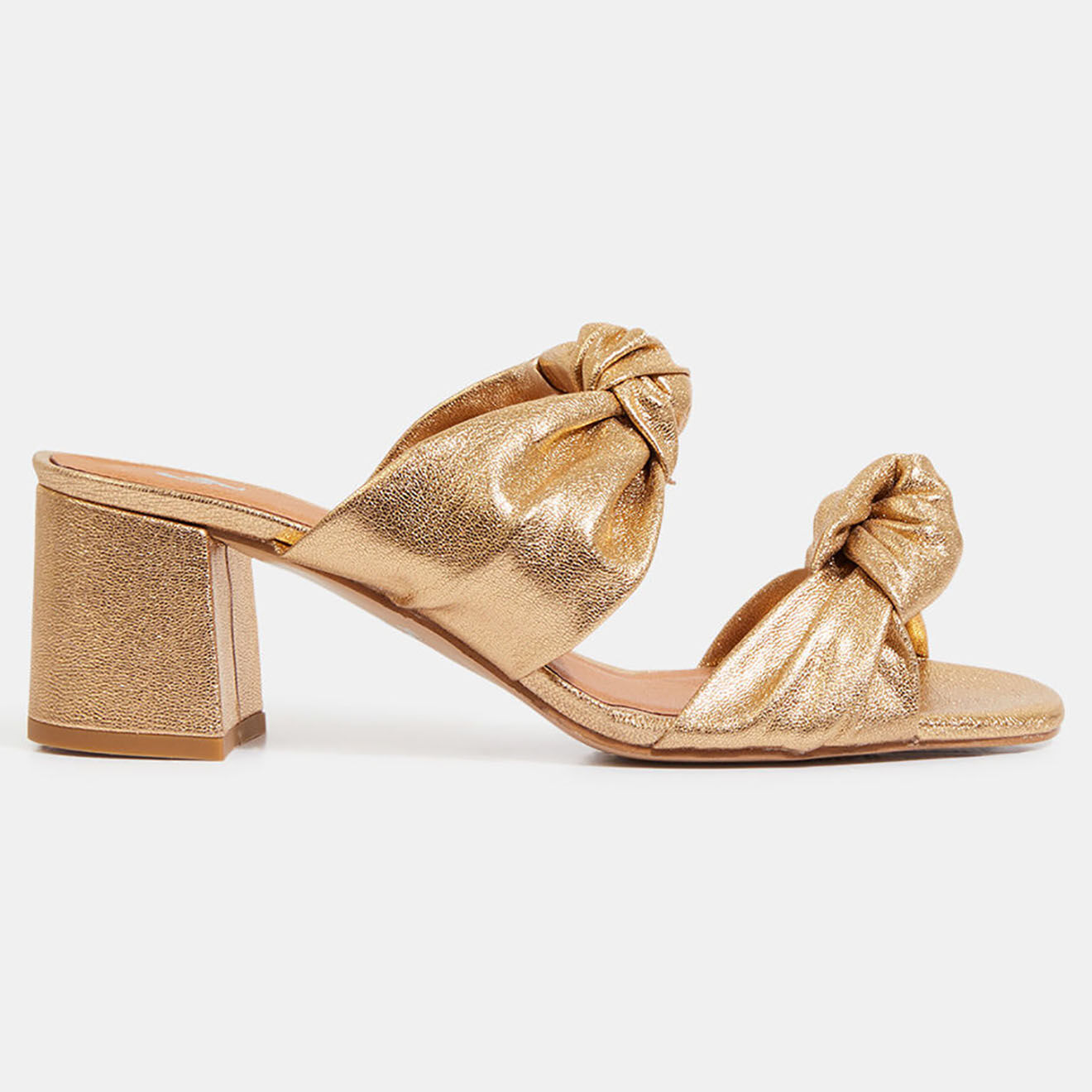 Galeries Lafayette Mules à talon en Cuir dorées - Talon 5.5 cm