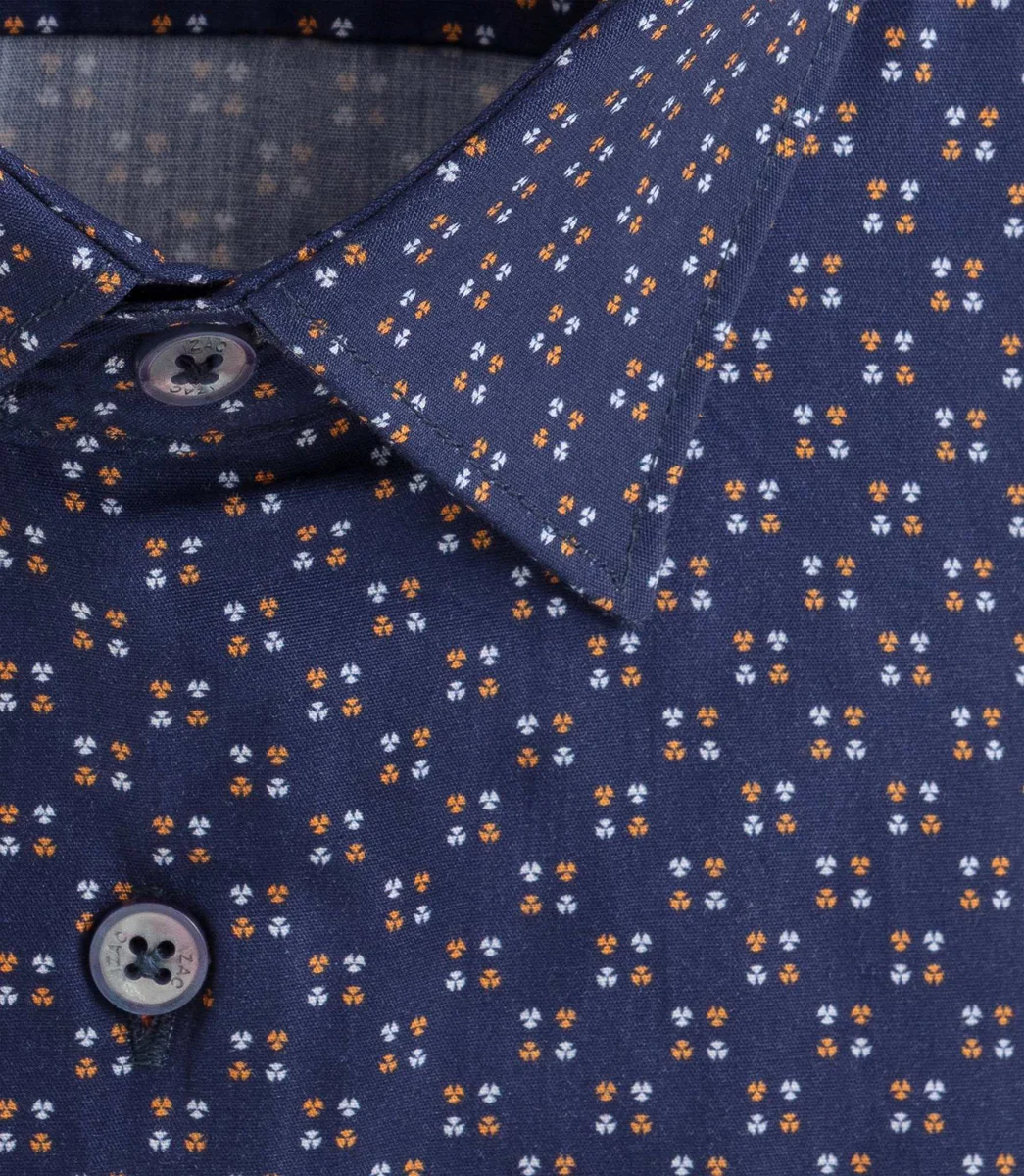 Chemise à imprimé micro motif marine 