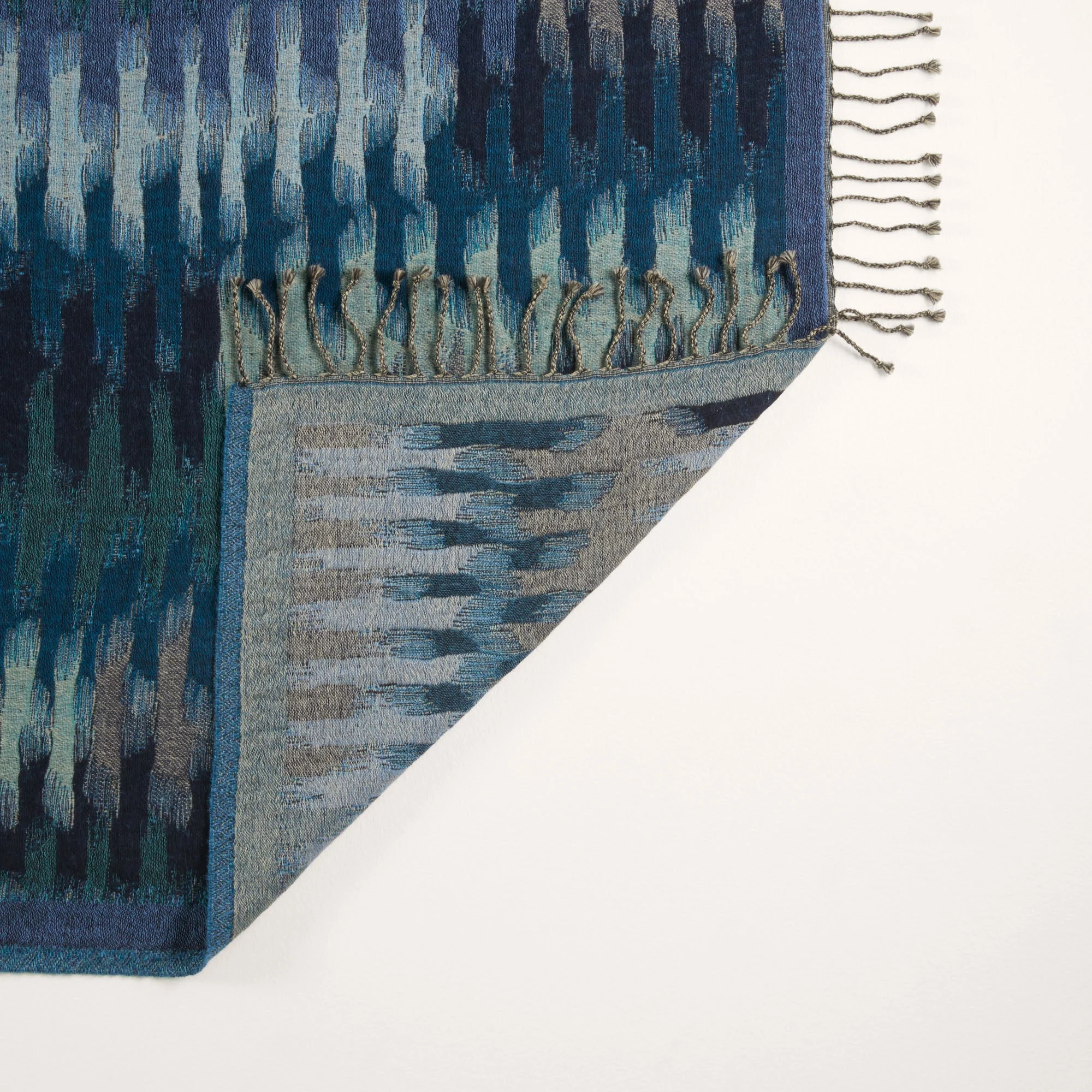 KHAN - Plaid pure laine | Bleu