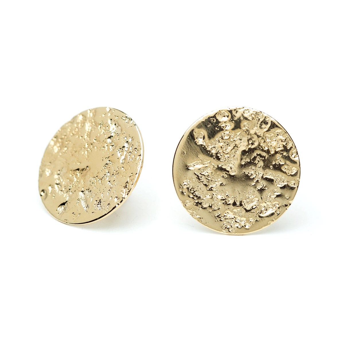 maxi boucles d'oreilles puces ronds martelés doré à l'or fin - HESTIA