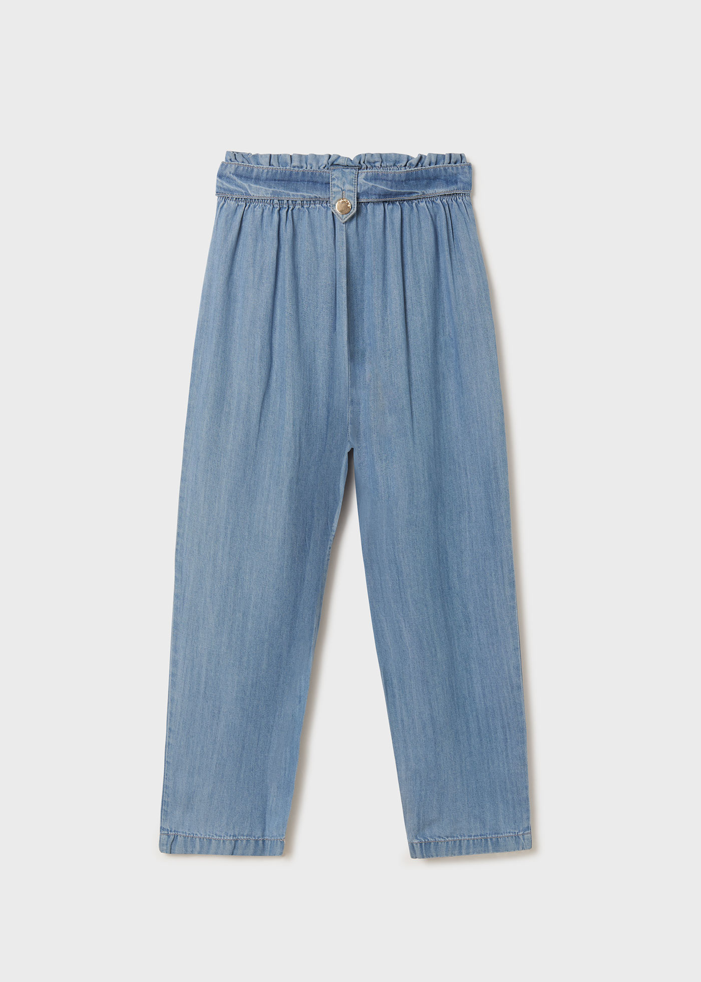 Calça cropped feminina em TENCEL™ Lyocell com amarração