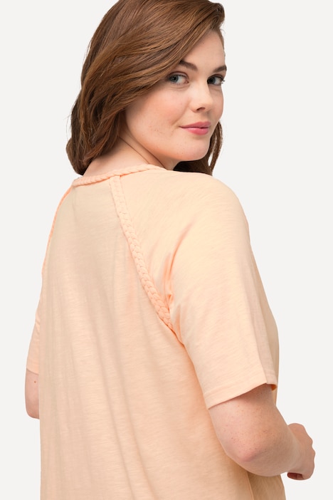 T-Shirt, Zipfelsaum, V-Ausschnitt, Halbarm, Biobaumwolle