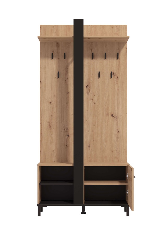 INOSIGN Kompaktgarderobe »Capitello Kompaktgarderobe, Flurgarderobe, Dielenschrank, Breite 90 cm« Schuhschrank, Wandschrank, 8 Haken, Kleiderstange, in Artisan Eiche