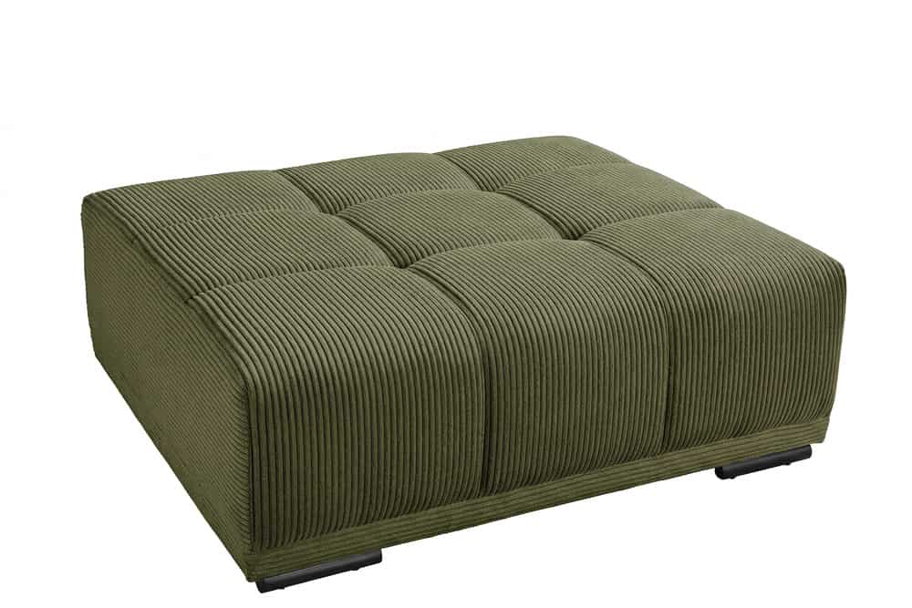 Moderner Hocker ELEGANCIA 110cm grün Cord mit Ziersteppung