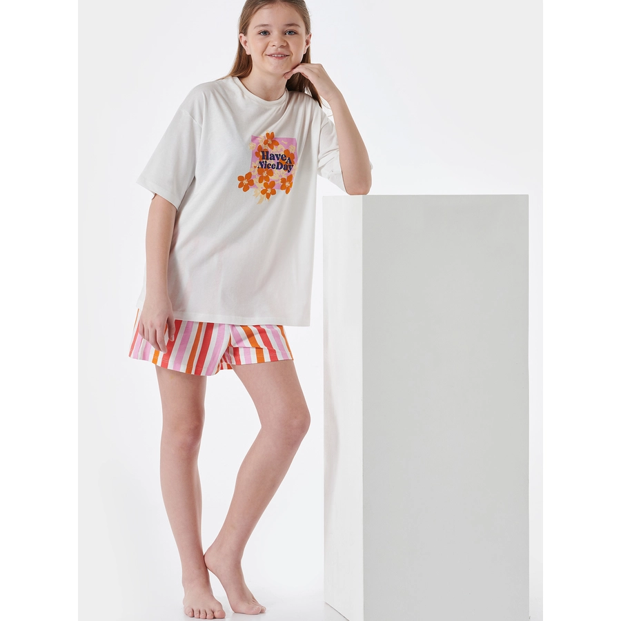 Schiesser Pyjama kurz Organic Cotton off-white