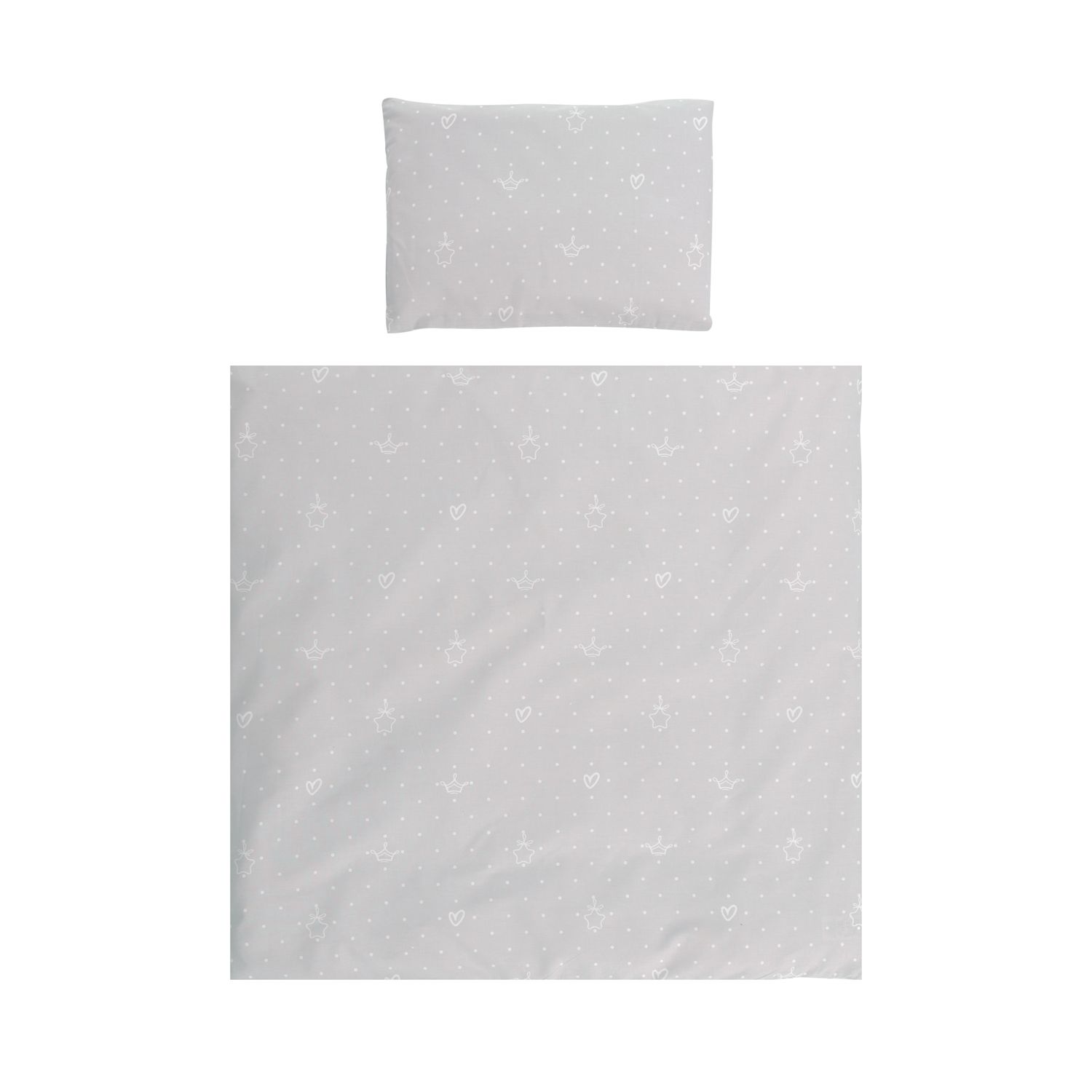 Lorelli Babybettwäsche-Set Eva 5-tlg Decke 75 x 75 cm, Kissen 29 x 42 cm, Bezüge hellgrau