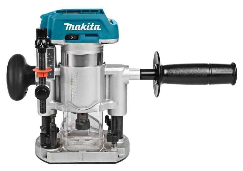 Makita DRT50ZJX9 18V Boven- en kantenfrees met diverse voeten, in mbox met geleiderail adapter