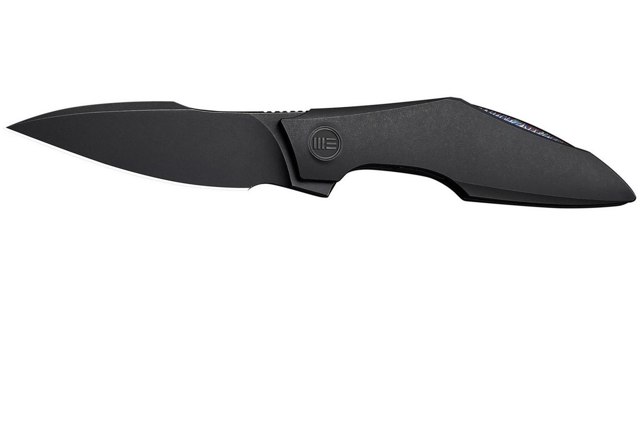 WE Knife Krait Snake WE24084-1 Blackwashed Böhler M390, Black Titanium, Flamed Hardware, zakmes, Tashi Bharucha design