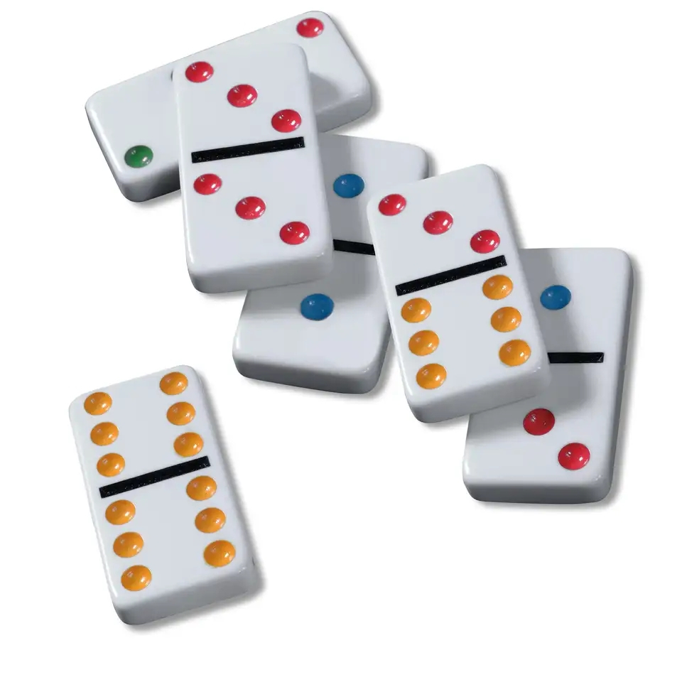 (29-tlg. Set) Domino Steine mit Punkten Gesellschafts Lege Spiel für Erwachsene / Kinder inkl. Metall Aufbewahrungsbox
