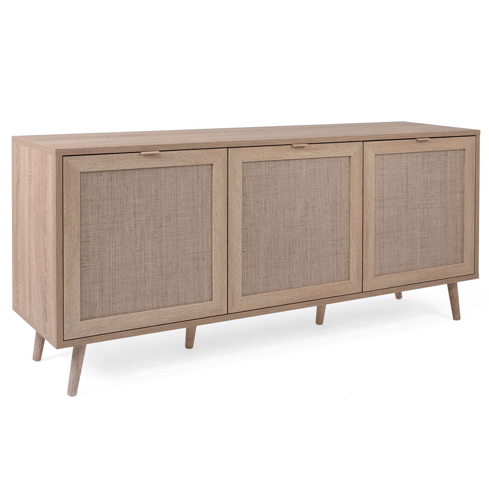 Sideboard BALI - Sonoma Eiche-Rafia geflecht - 150 cm breit