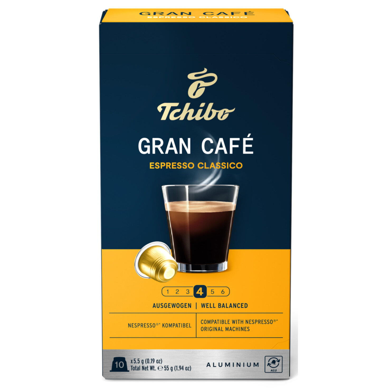 Tchibo Gran Café Espresso Classico 10 Kapseln - Nespresso kompatibel