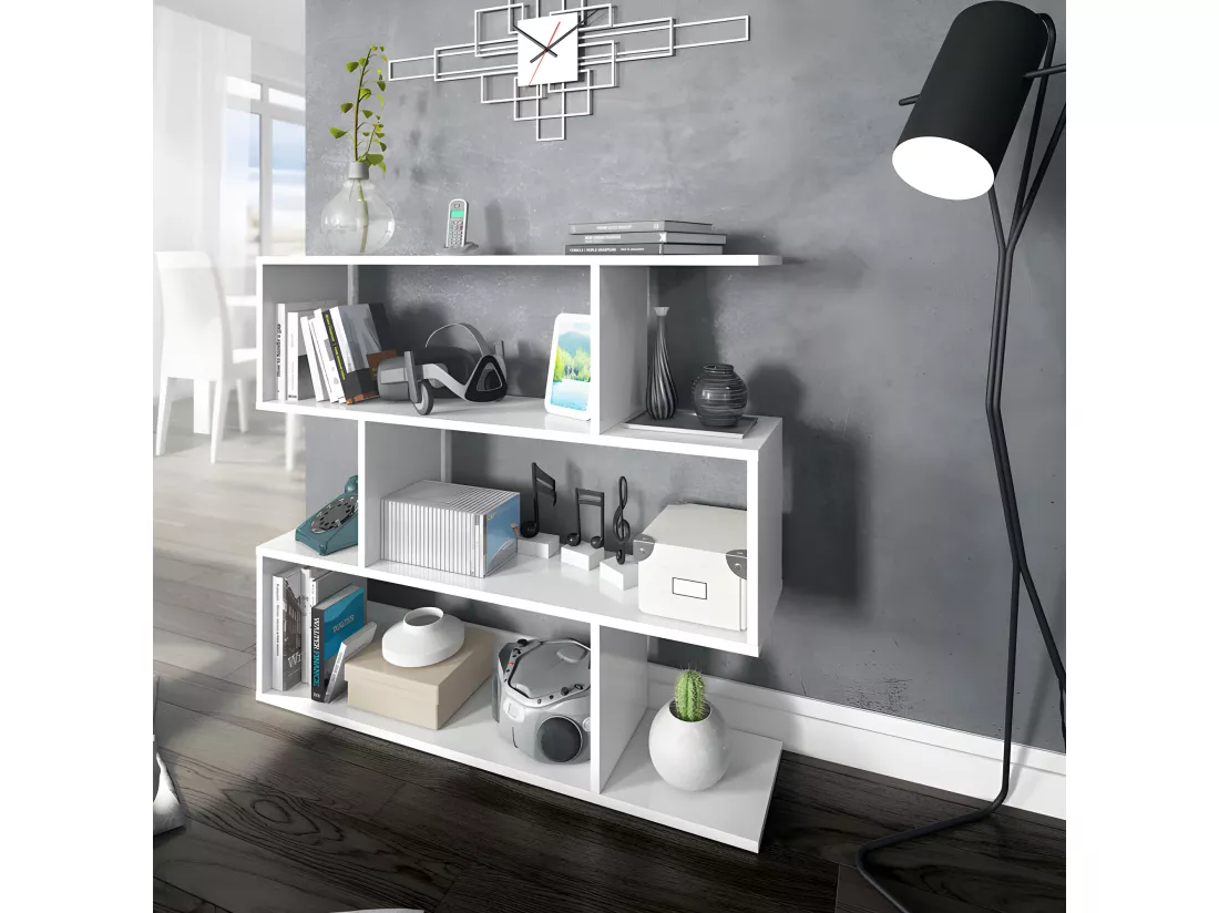 Bibliothèque 3 niveaux Blanc - TABA - L 110 x l 25 x H 97 cm