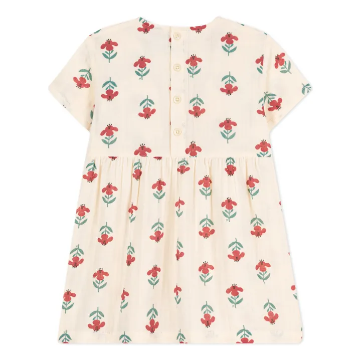 Petit Bateau Robe Manches Courtes Gaze de Coton | Ecru