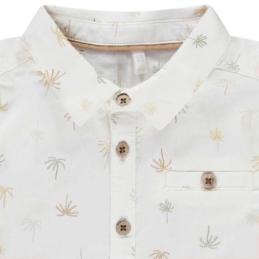 Chemise manches courtes imprimé palmiers pour bébé garçon - Ecru