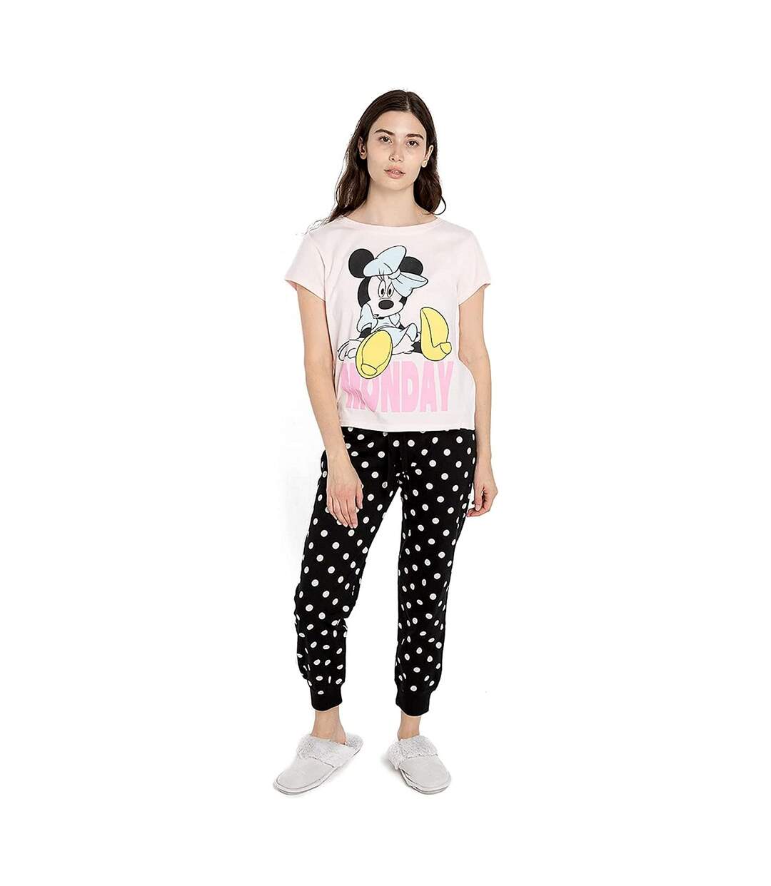 Disney - Ensemble de pyjama long MONDAY - Femme (Blanc cassé / Noir / Blanc) - UTTV574