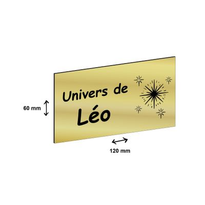 Plaque personnalisée avec votre texte - 120 x 60 mm - dorée - adhésivée prête à poser