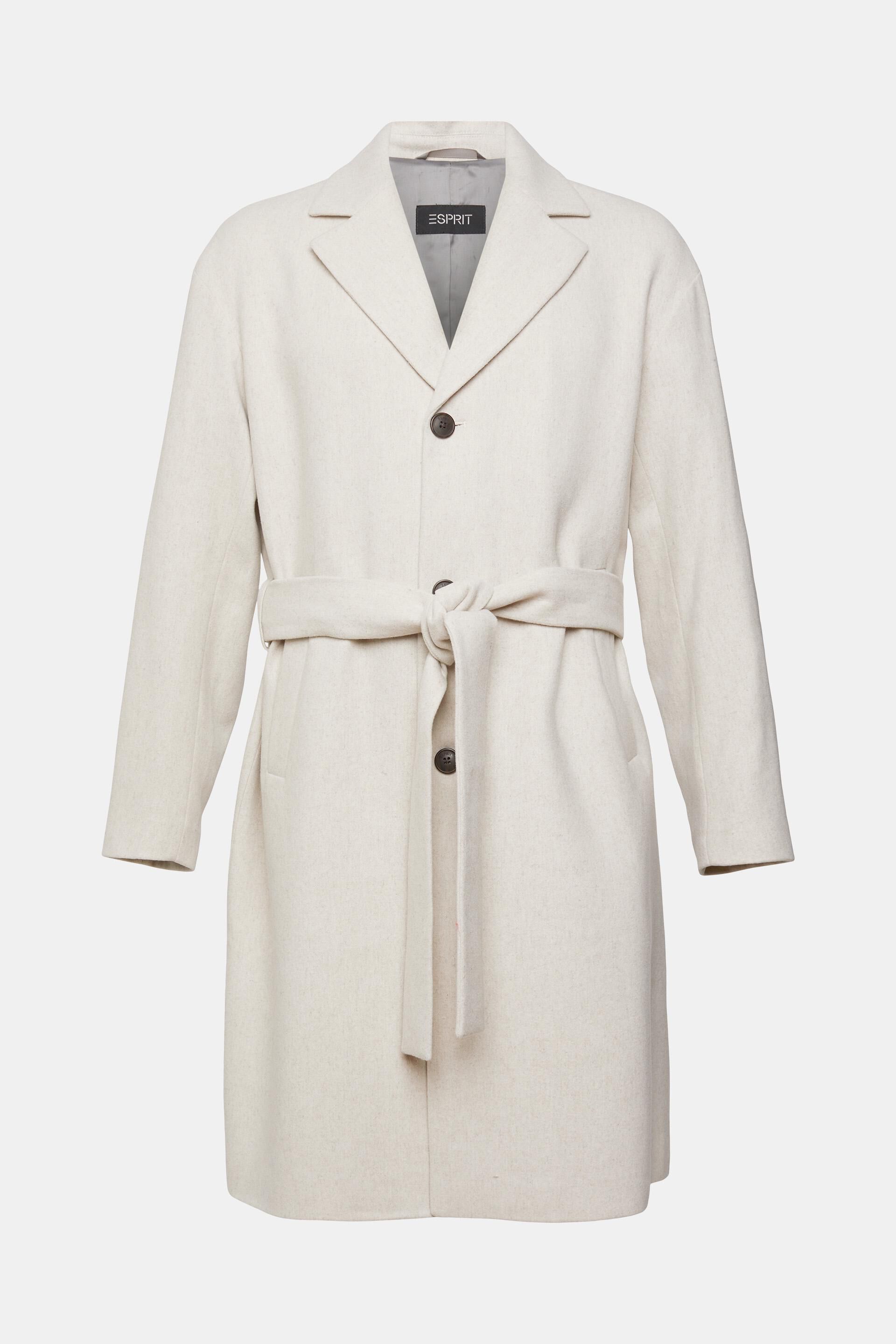 Manteau en laine mélangée muni d’une ceinture à nouer