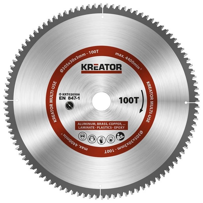 Kreator KRT020506 cirkelzaagblad 305mm 100T - aluminium / plastics