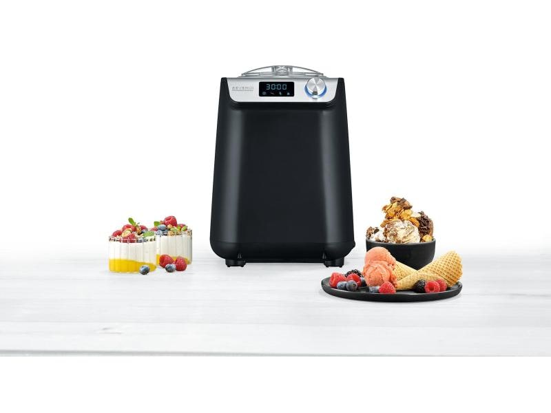 Severin Glacemaschine EZ 7407 1.2 l, Schwarz/Silber Kompakte Eismaschine und Joghurtbereiter